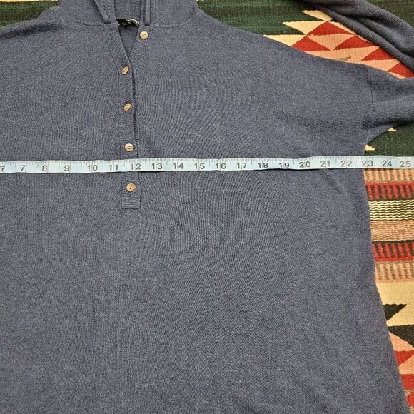 Eileen Fisher Blue Knit Hoodie Sweater Sz‎ XS Relaxed Oversized Soft Viscose - Picture 5 of 6